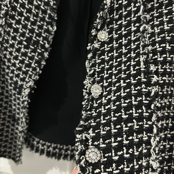 Mango tweed cropped blazer jacket with crystal buttons - Picture 3 of 6
